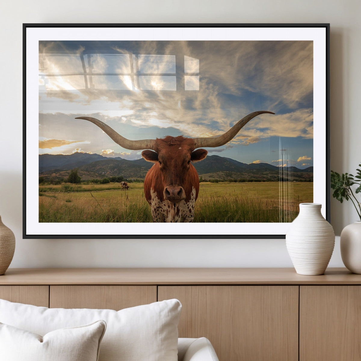 Texas Longhorn Canvas Wall Art – Majestic Triptych Animal