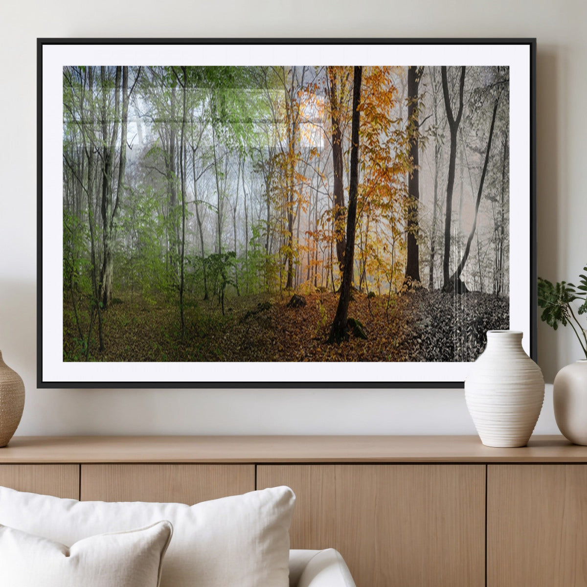 Four Seasons Wall Art Forest Canvas Print – Triptych