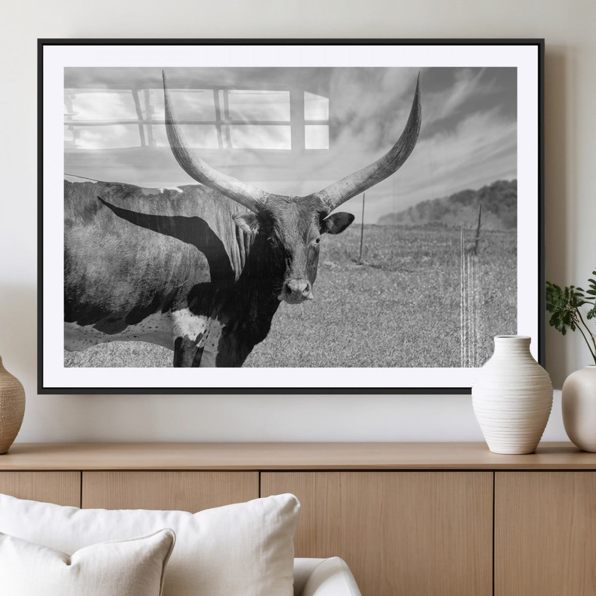 Cattle Wall Art Longhorn Cow Canvas Print