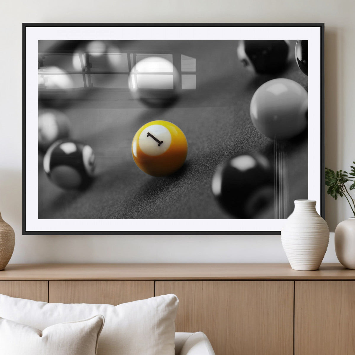 Wall Art Pool Table and Balls Canvas Print