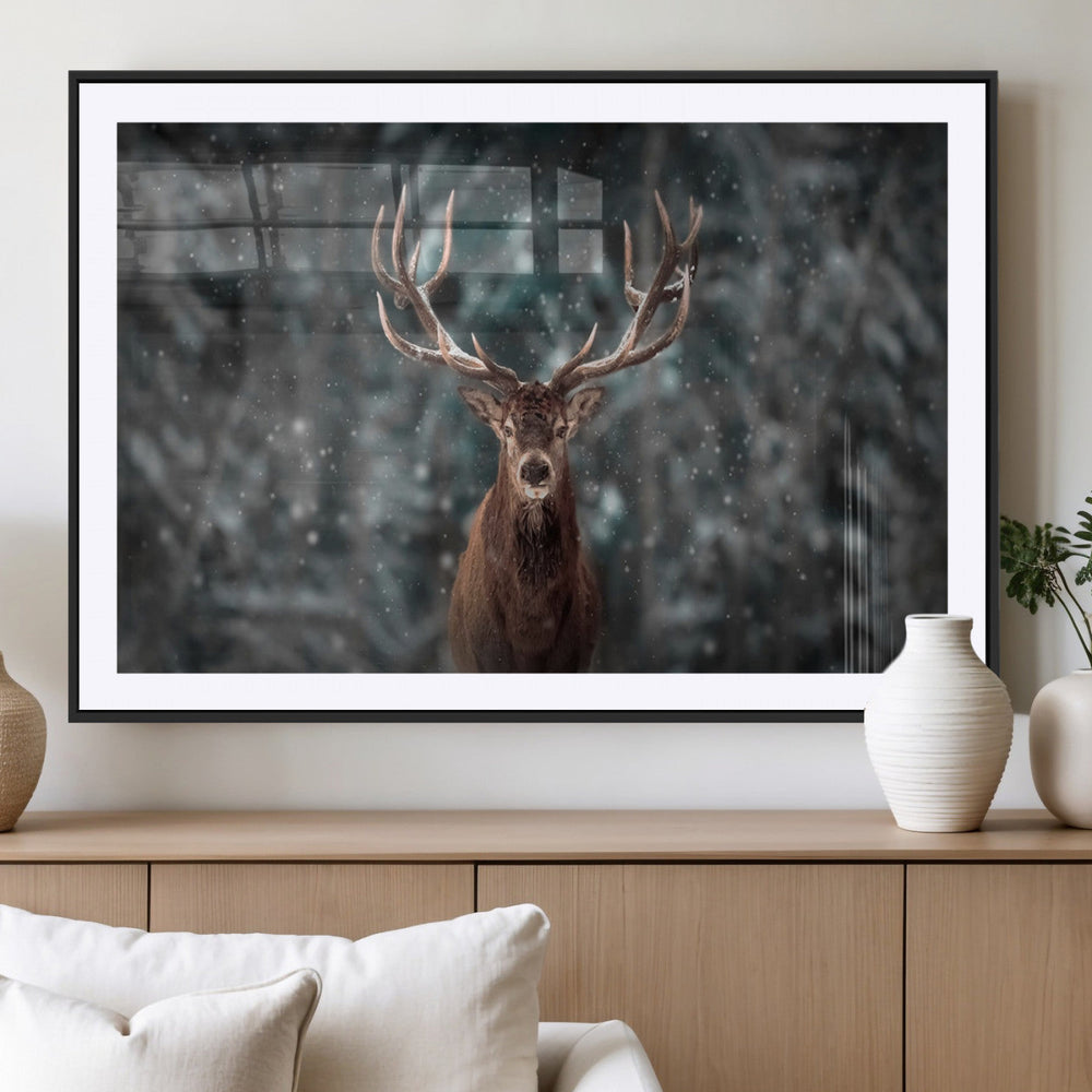 Wall Art Deer Art Animal Canvas, Framed Wall Art Deer Canvas