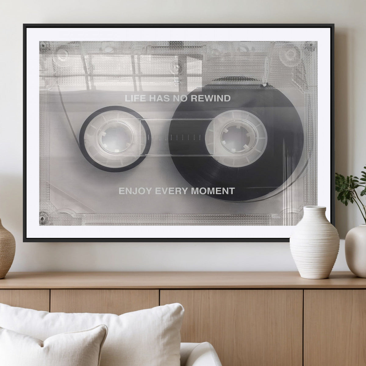 Vintage Cassette Tape Canvas Wall Art - Inspirational 'Life