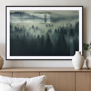 Misty Forest Wall Art Premium Canvas Print a Foggy and