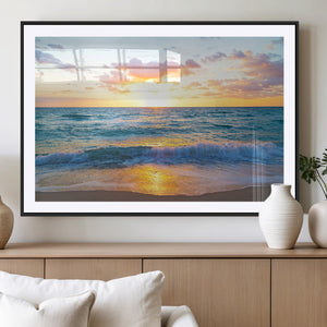 Golden Sunset Over Ocean Waves - Serene Coastal Triptych