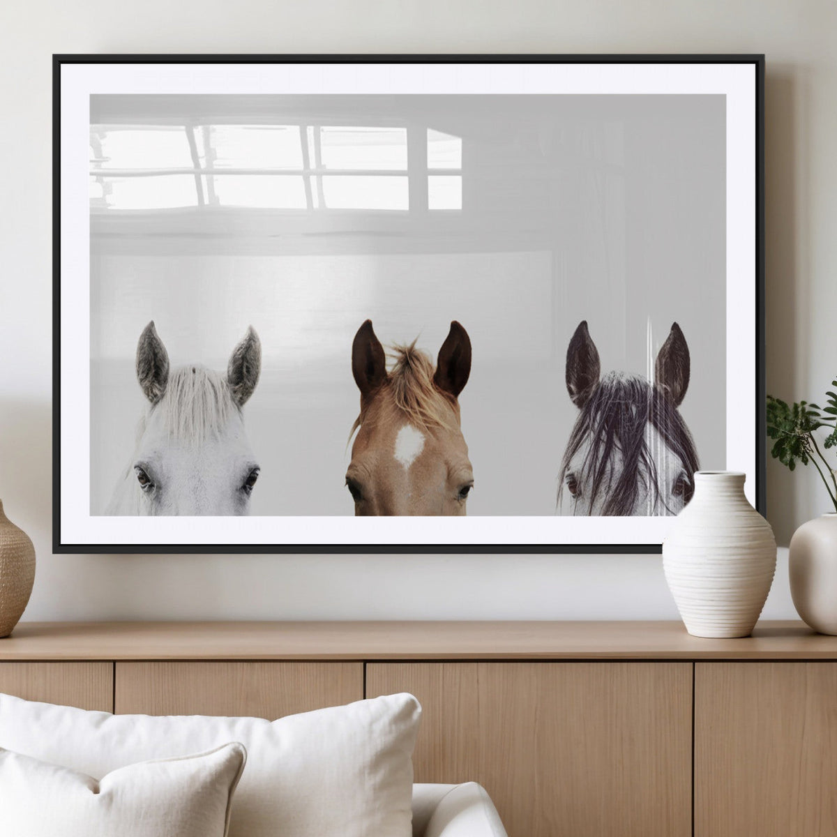 Horse Prints Set, Set of 3 Horse Wall Art, Horses Portraits,