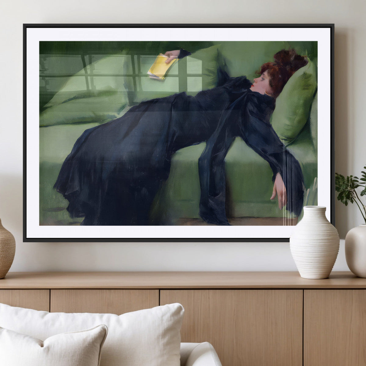 Decadent Girl by Ramon Casas Wall Art Canvas Print, Framed