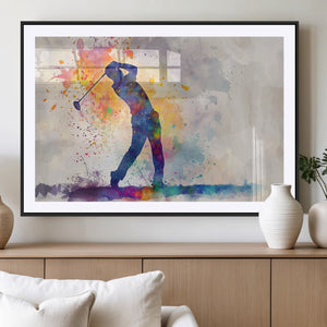Watercolor Golf Swing Wall Art Canvas Print | Vibrant