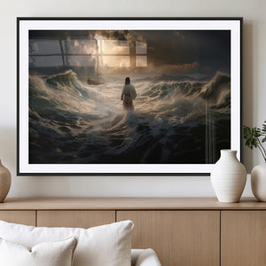 Jesus Walking on Water Wall Art Canvas Print - Religious