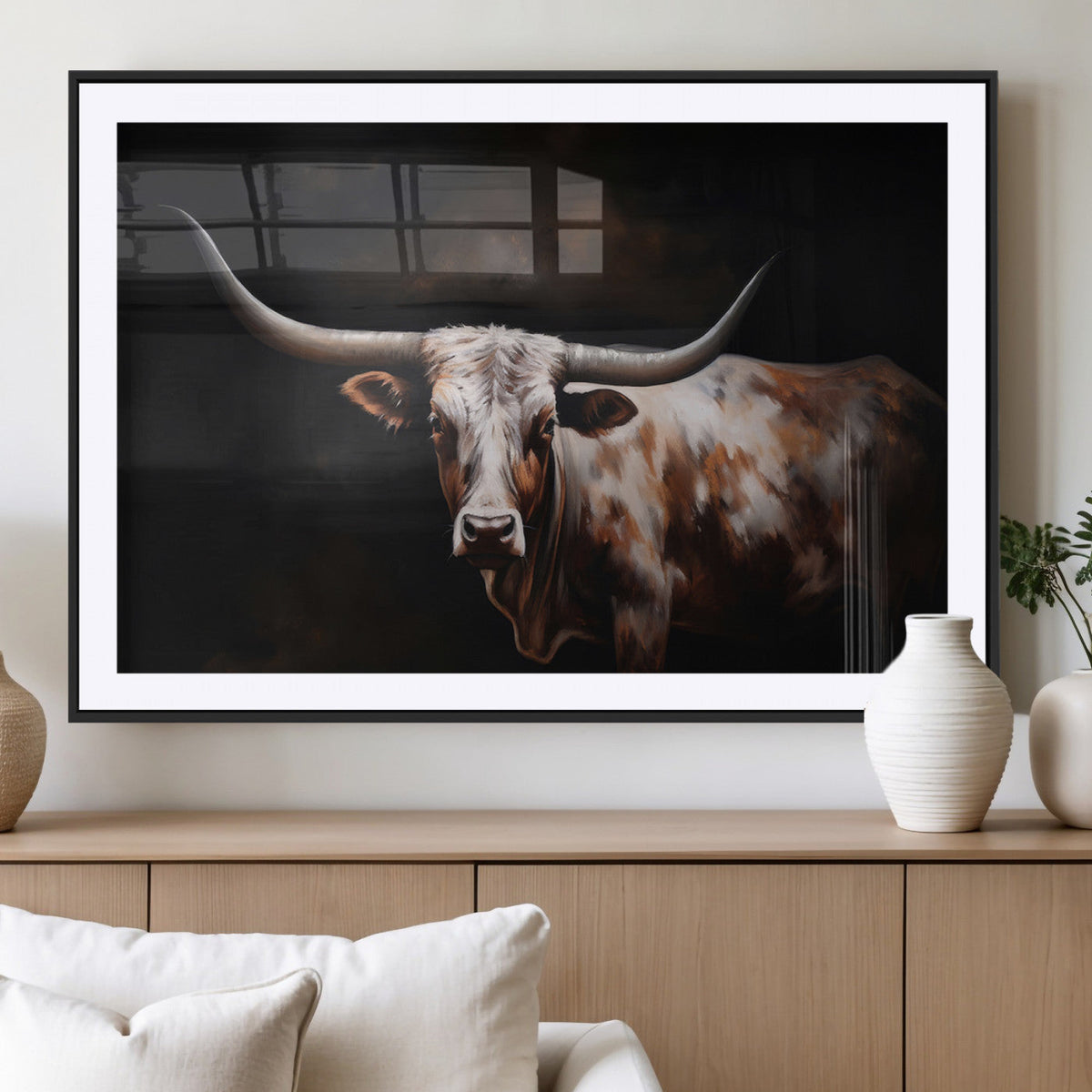 Texas Longhorn Wall Art Canvas Print | Western Ranch Decor |