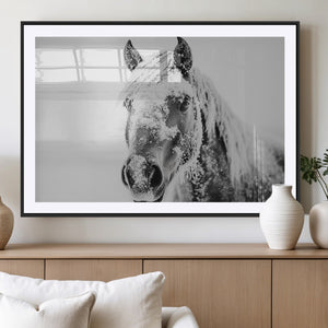 White Horse Wall Art | Ready to Hang and Framed | Winter