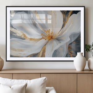 White and Gold Floral Canvas Wall Art - Framed and Ready to