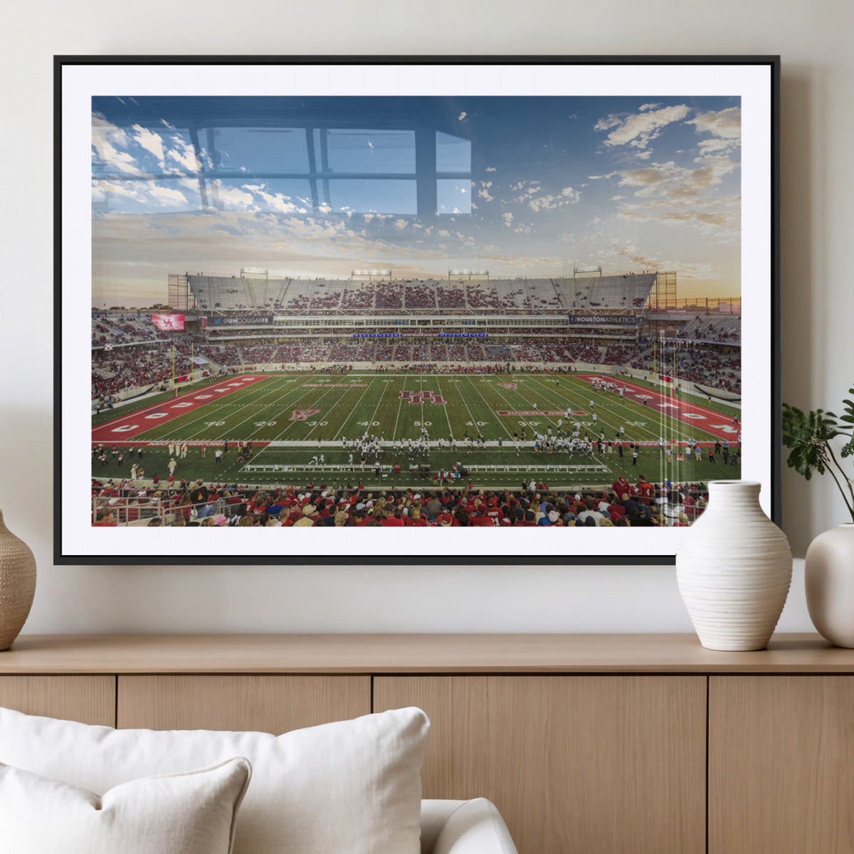 Framed Houston Cougars Football Team Print - Houston TDECU