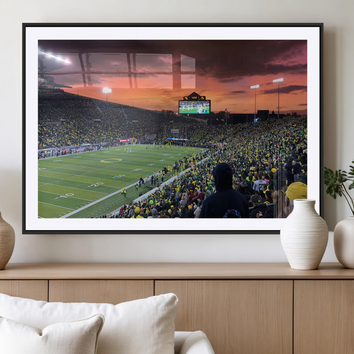 Eugene Autzen Stadium Canvas Wall Art Print – Sunset Over