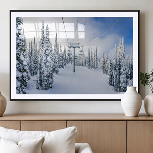 Winter Ski Lift Wall Art Print - Landscape Wall Art | Snowy