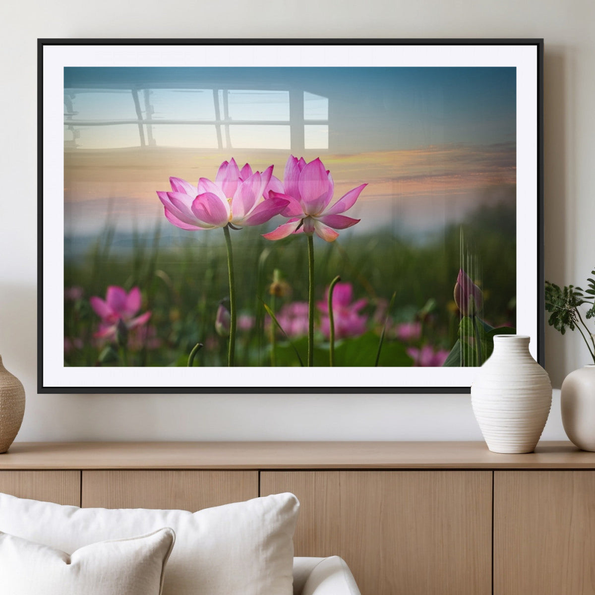 Pink Flower on the Mountain Canvas Print, Framed Pink Flower