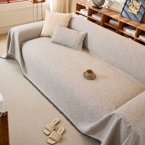 Natural Textured Linen Couch Cover, Breathable & Hypoallergenic Furniture Protector