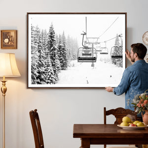 Ski Wall Art - Ski Lift Wall Art Canvas Print Snow Covered