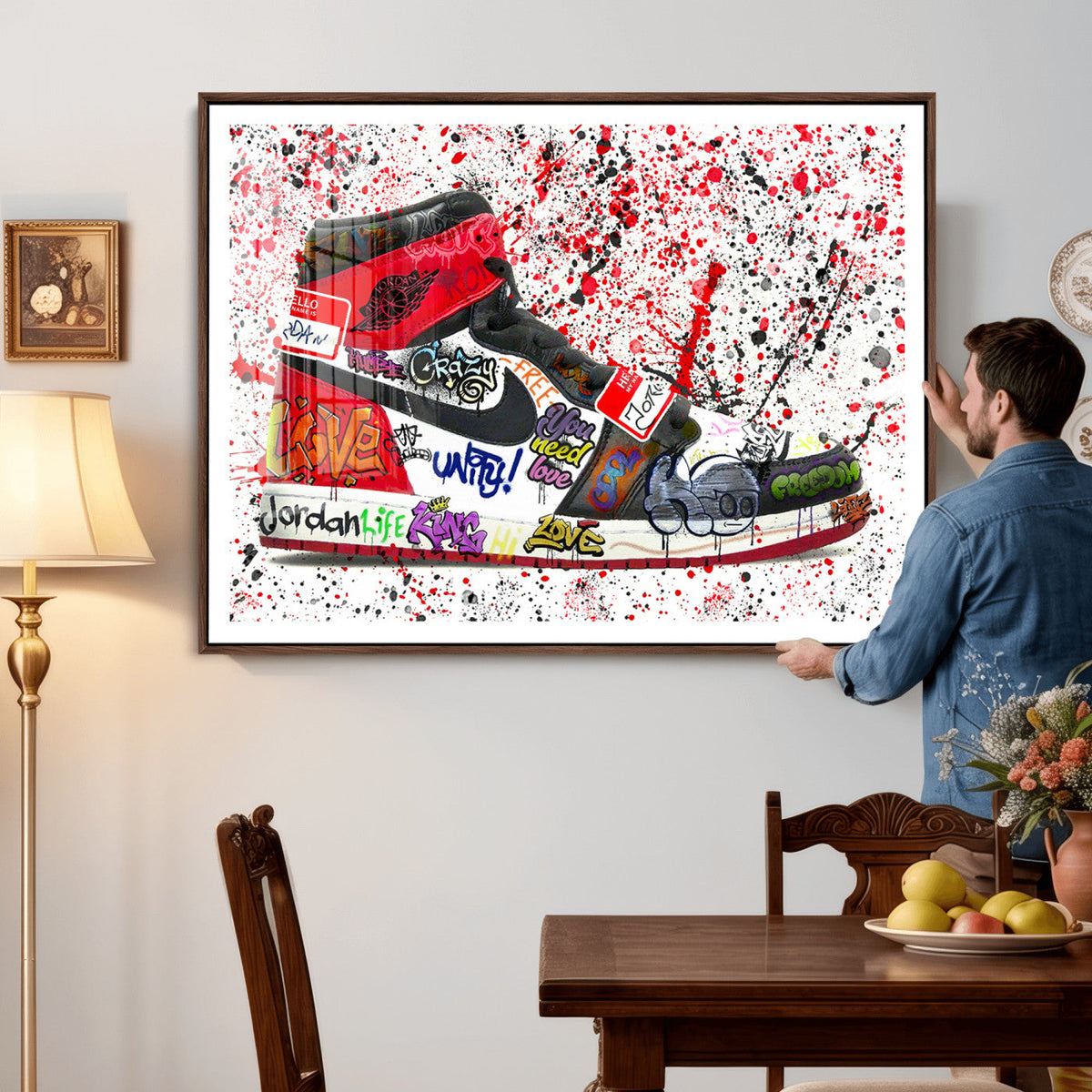 Jordan Shoes Graffiti Wall Art Canvas Print- Jordan Graffiti
