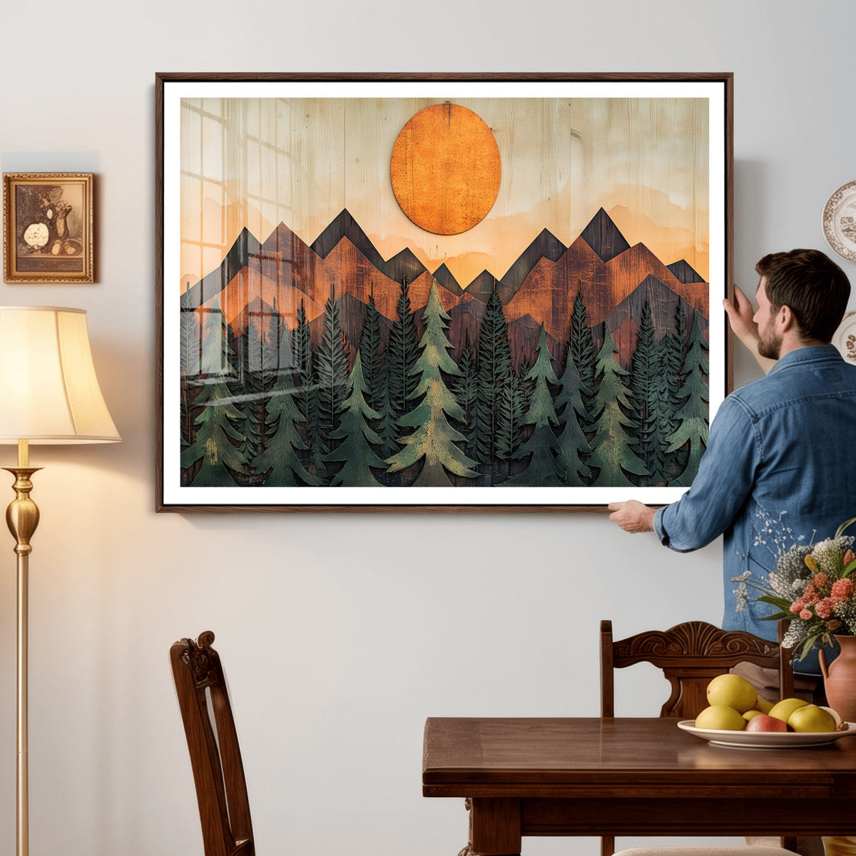 Sunset Mountain Landscape Canvas Wall Art Print - Nature