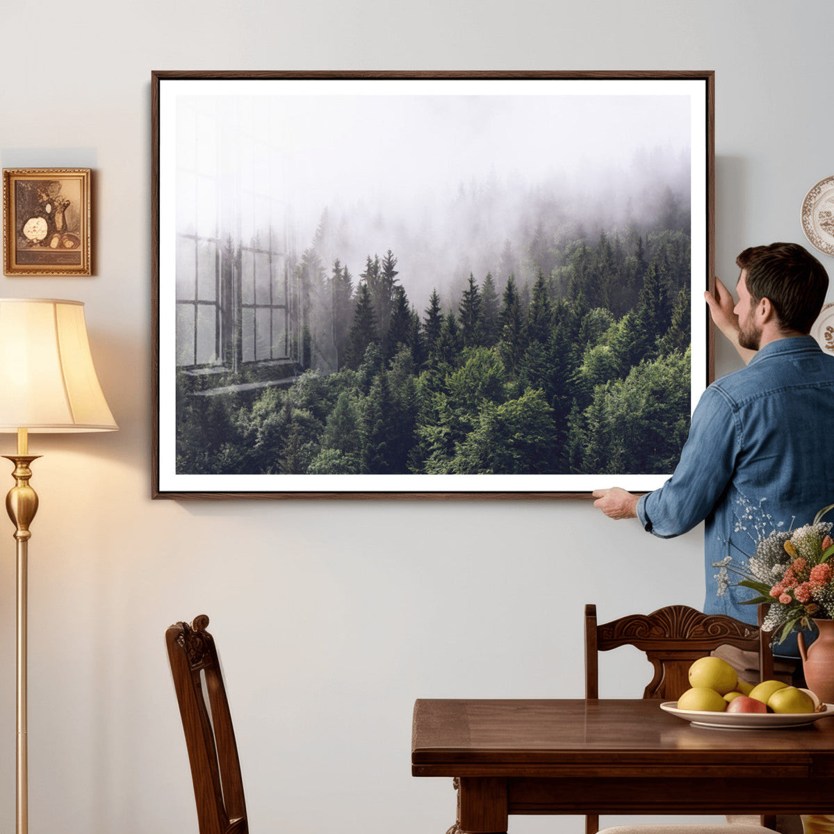 Misty Forest Wall Art | Foggy Forest Canvas Print | Large