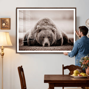 Grizzly Bear Wall Art Print - Bear Canvas Wall Art - Rustic