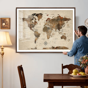 World Map Canvas Print – Framed Detailed Map of the World