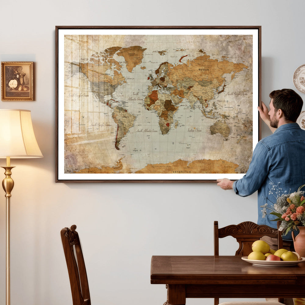 World Map Canvas Print – Detailed Map of the World Wall Art