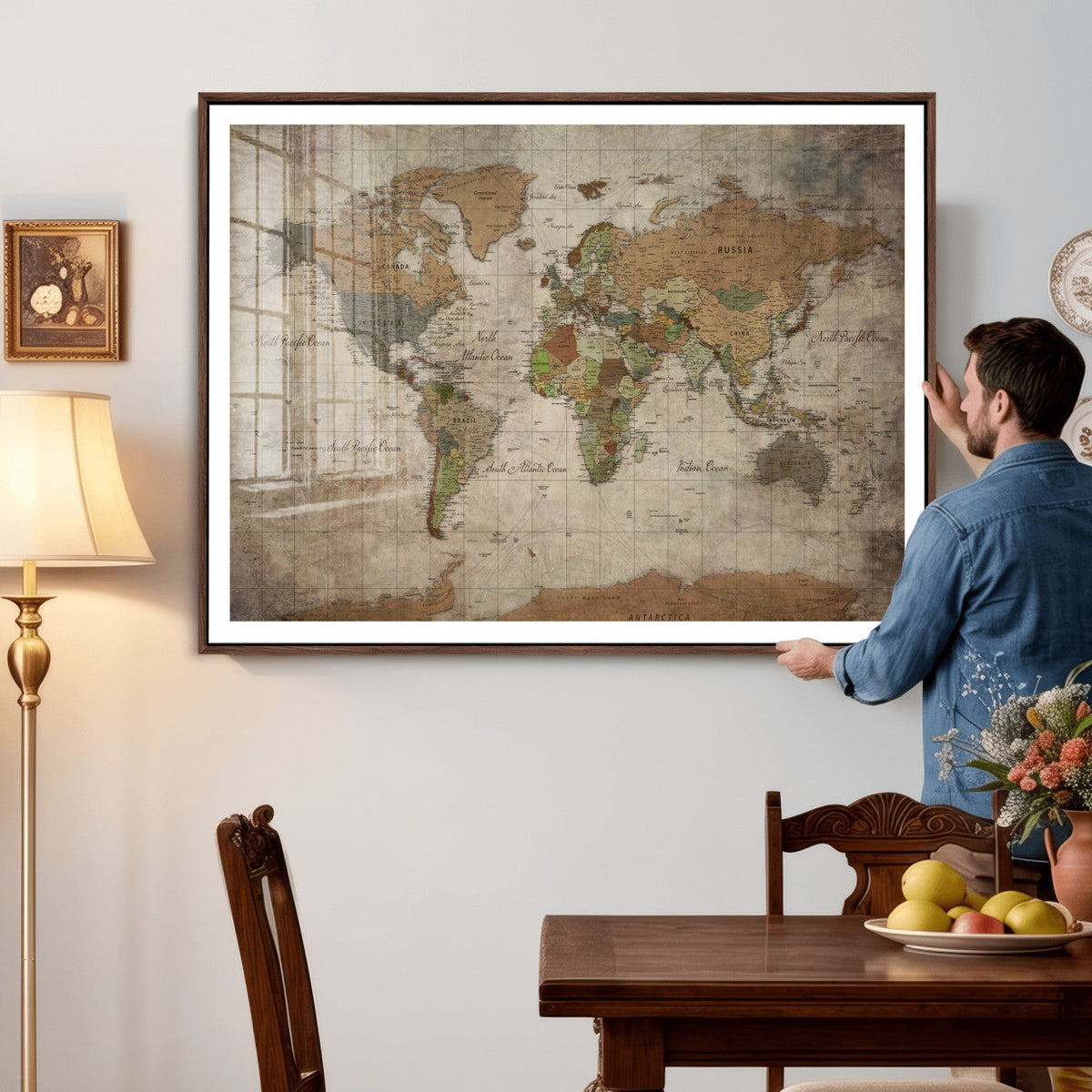 World Map Canvas Print – Framed Travel Map Wall Art for