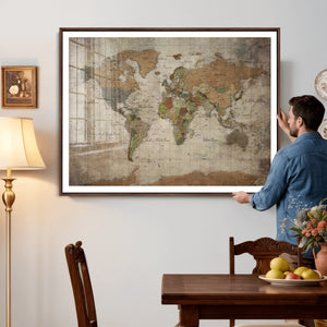 World Map Canvas Print – Framed Travel Map Wall Art for