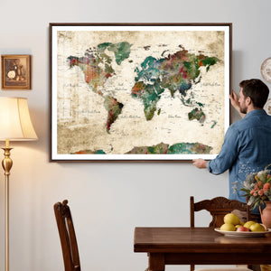 World Map Canvas Print – Framed Detailed Map of the World