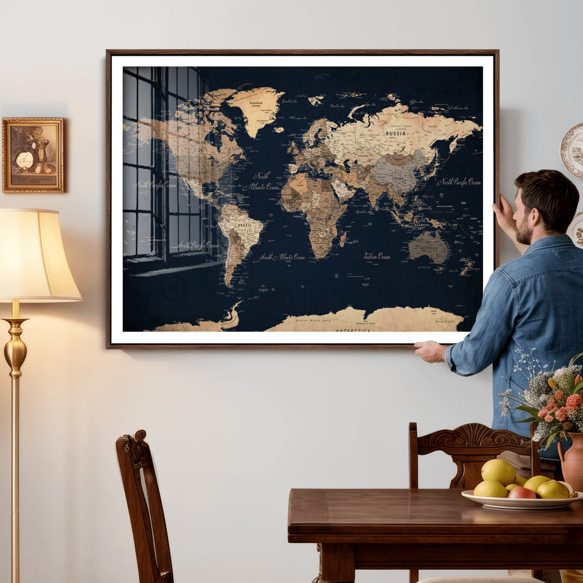 World Map Canvas Print – Detailed Map of the World Wall Art