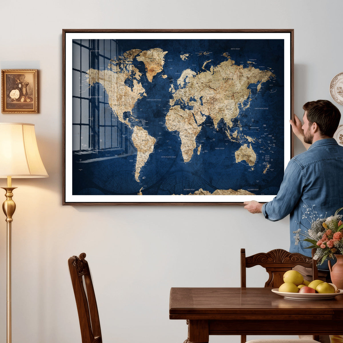 World Map Canvas Print – Framed Travel Map Wall Art for