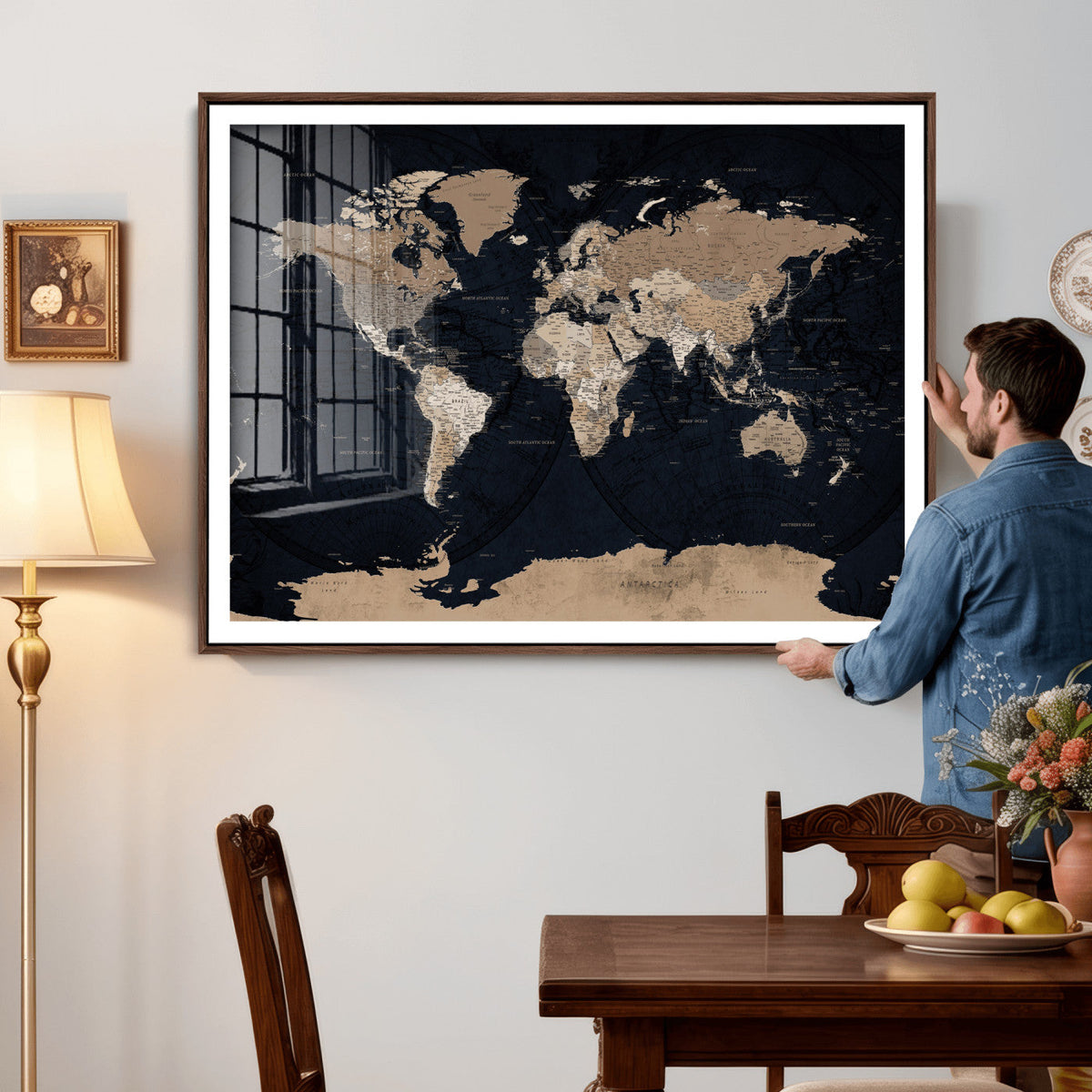 Grunge Wall Art World Map Canvas Print