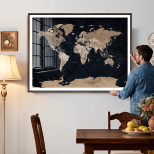 Grunge Wall Art World Map Canvas Print