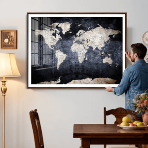 Vintage World Map Canvas Wall Art – Antique Triptych Map