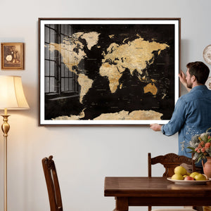 Extra Large World Map Canvas Print – Detailed Map Classic