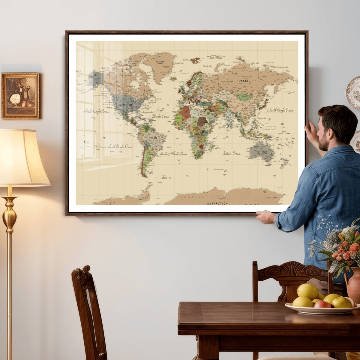 Extra Large World Map Canvas Print – Detailed Map of the