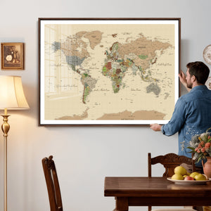 Extra Large World Map Canvas Print – Detailed Map of the