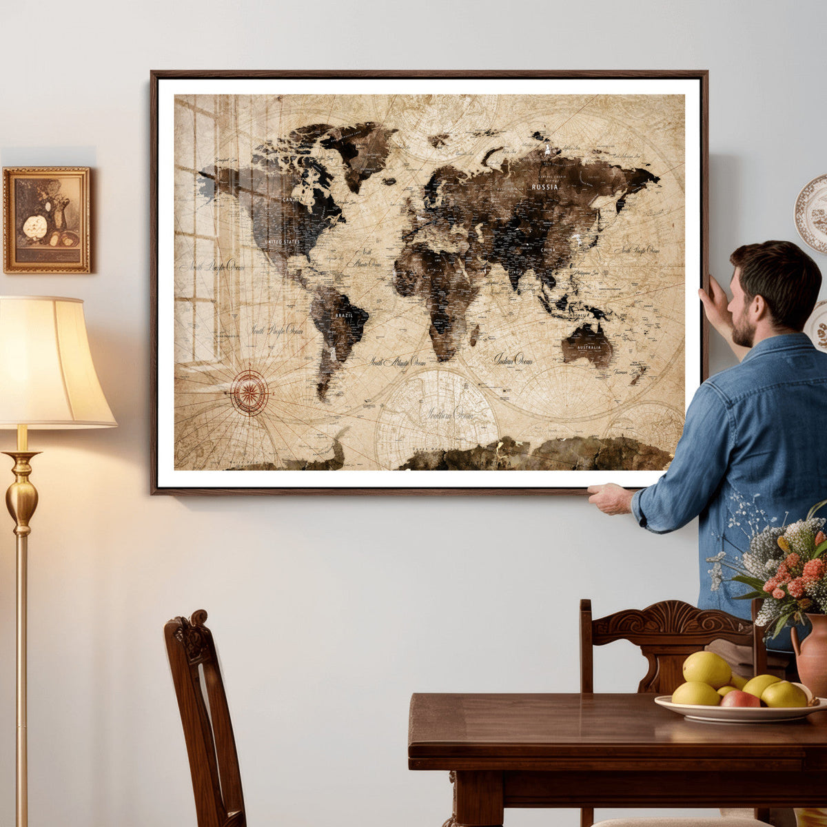 World Map Wall Art Canvas Print