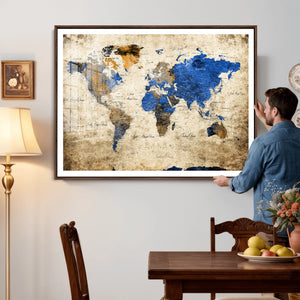 World Map Canvas Print – Colorful Abstract Travel Map,