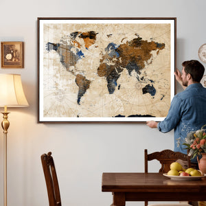 World Map Canvas Print – Framed Travel Map Wall Art for