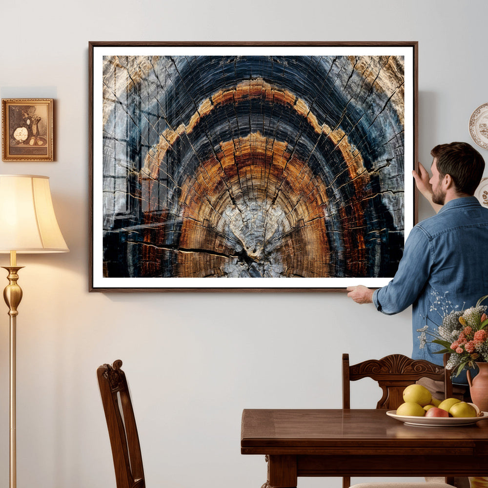 Abstract Wood Grain Canvas Print, Tree Ring Pattern Wall