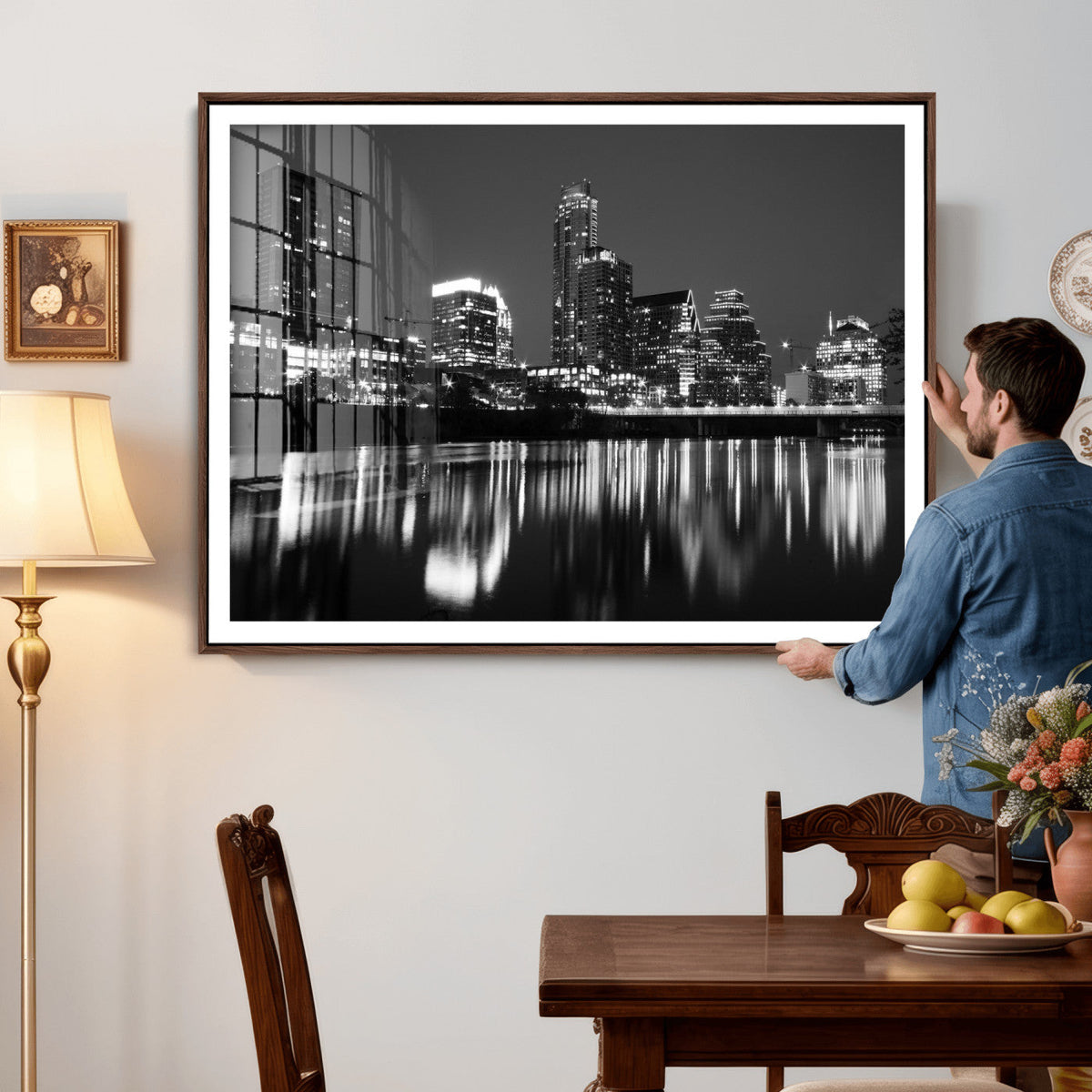 Austin Skyline Wall Art Canvas Print, Austin Downtown Night