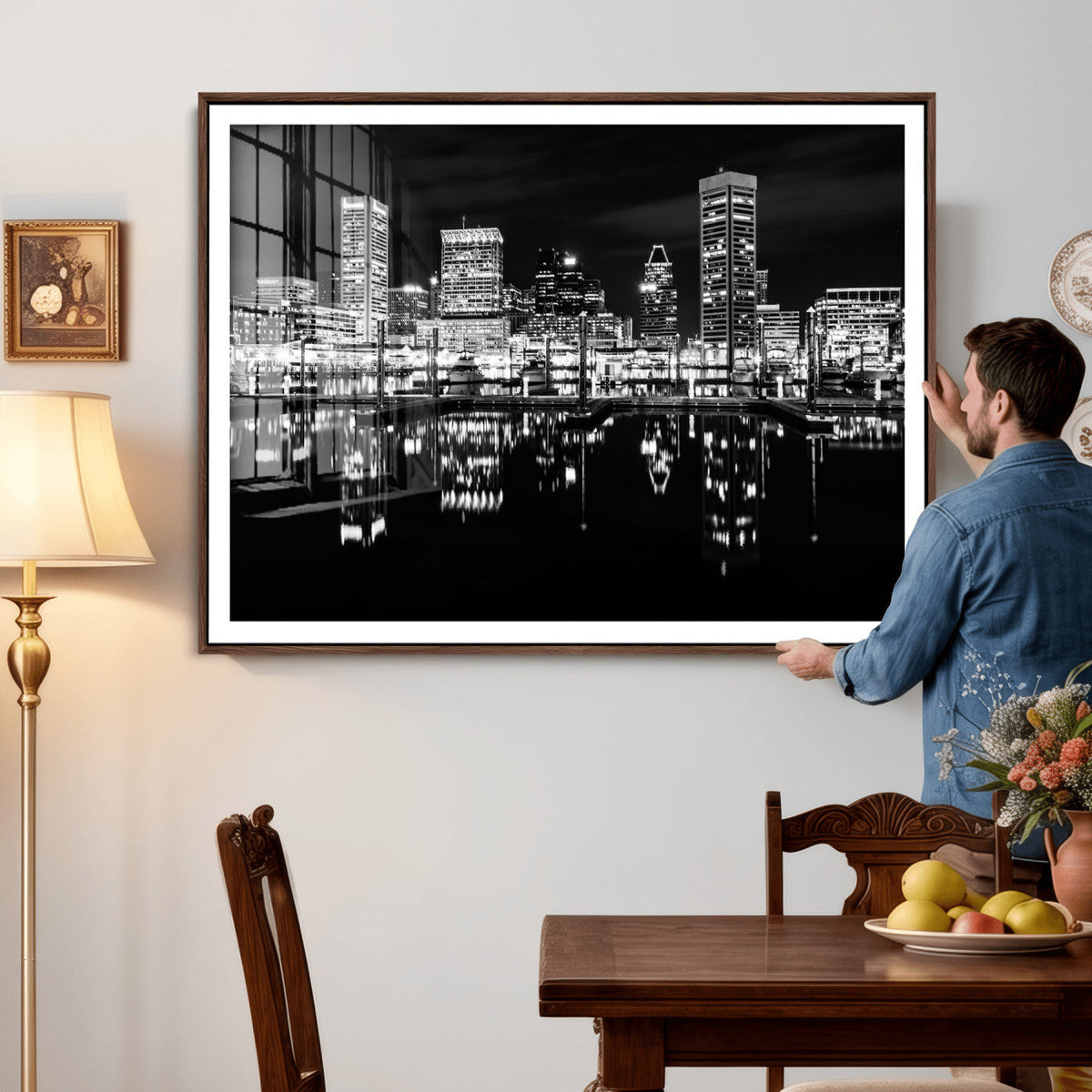 Baltimore Skyline Wall Art Canvas Print, Baltimore Downtown