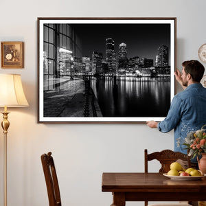 Boston Wall Art Canvas Print, Boston City Downtown Night