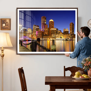 Boston Wall Art Canvas Print, Boston City Downtown Night