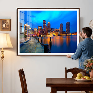 Boston Wall Art Canvas Print, Boston City Downtown Night