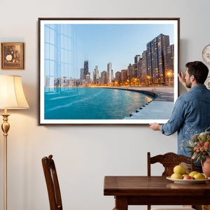 Chicago Wall Art Canvas Print, Chicago City Downtown Night