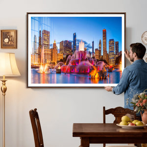 Chicago Wall Art Canvas Print, Chicago City Downtown Night
