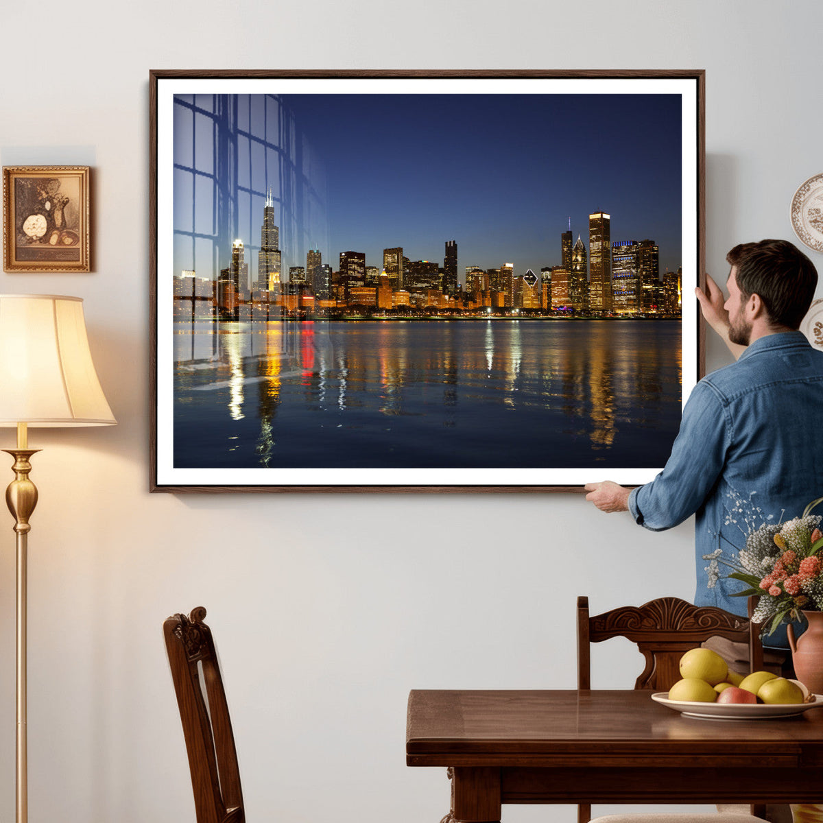 Chicago Wall Art Canvas Print - Chicago City Downtown Night